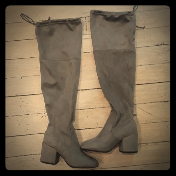 Charlotte Russe Shoes - Grey over the knee boots